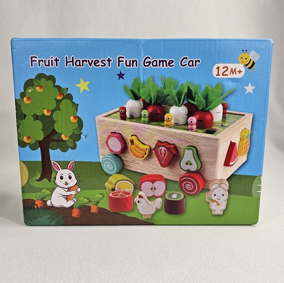 Fruit Harvest Fun Game Car Wooden Toy By Skyfield - Picture 1 of 13